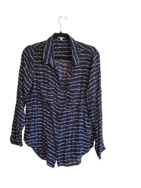 Bella Dahl Shirttail Button Up Navy and White Large